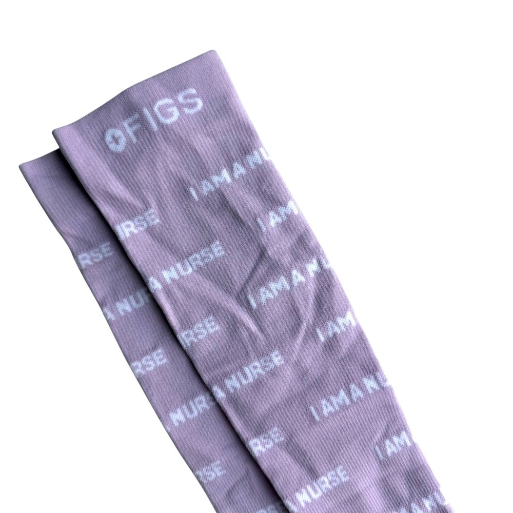 NEW FIGS Lavender Purple I AM A NURSE Compression Socks Knee High Women Size S - Picture 3 of 6